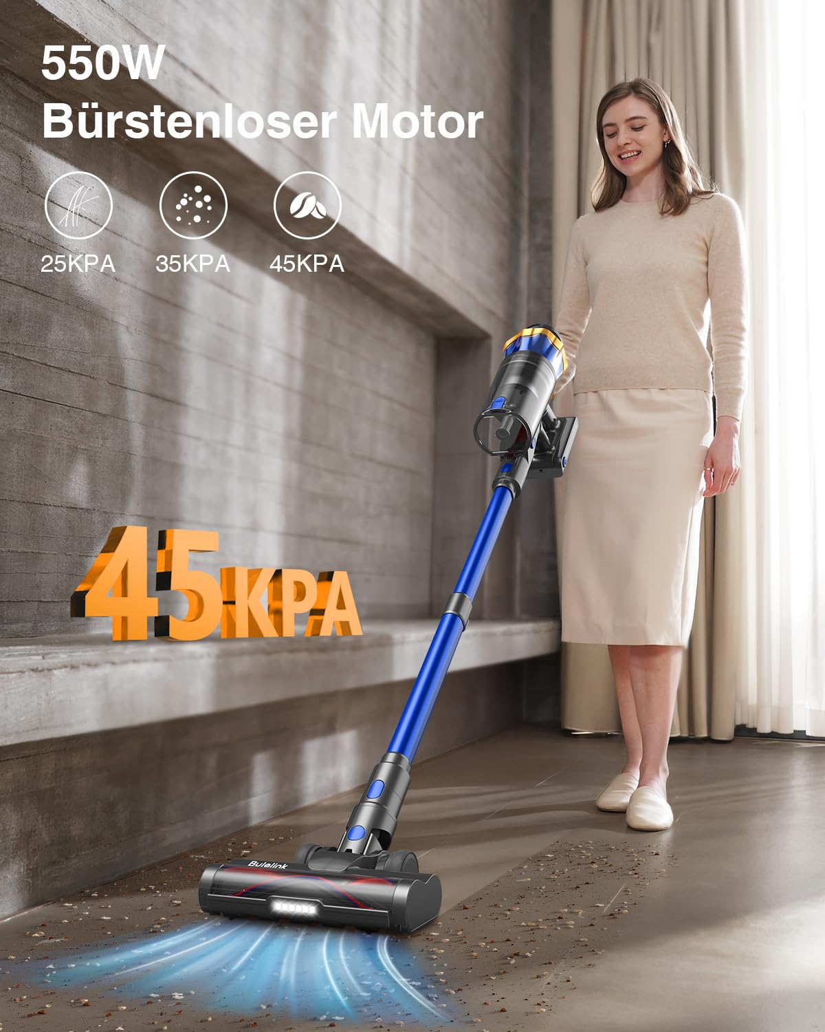 Kabelloser Akku Staubsauger mit Display & Wandladestation