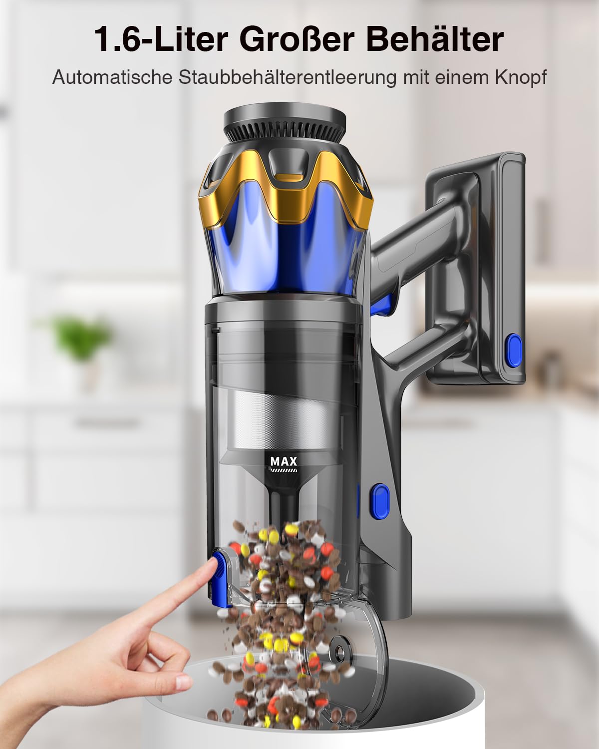 Kabelloser Akku Staubsauger mit Display & Wandladestation