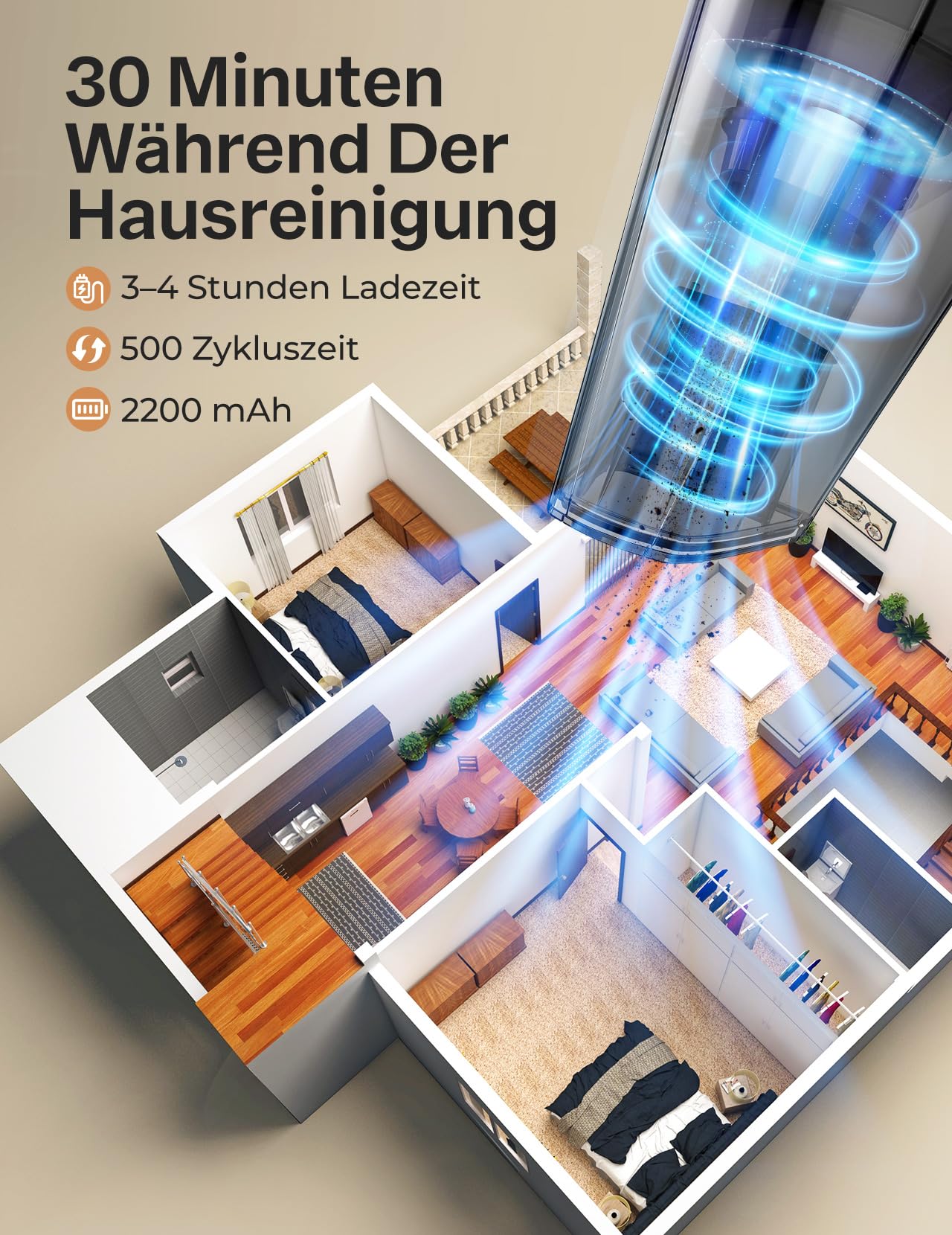 Akku Handstaubsauger für Auto, Teppich & Tierhaare